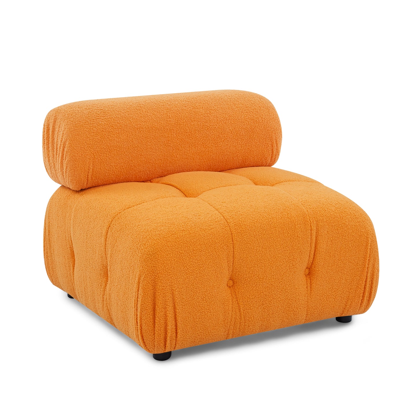 Modular Sectional Sofa, Button Tufted Designed and DIY Combination,L Shaped Couch with Reversible Ottoman, Orange Teddy Fabric