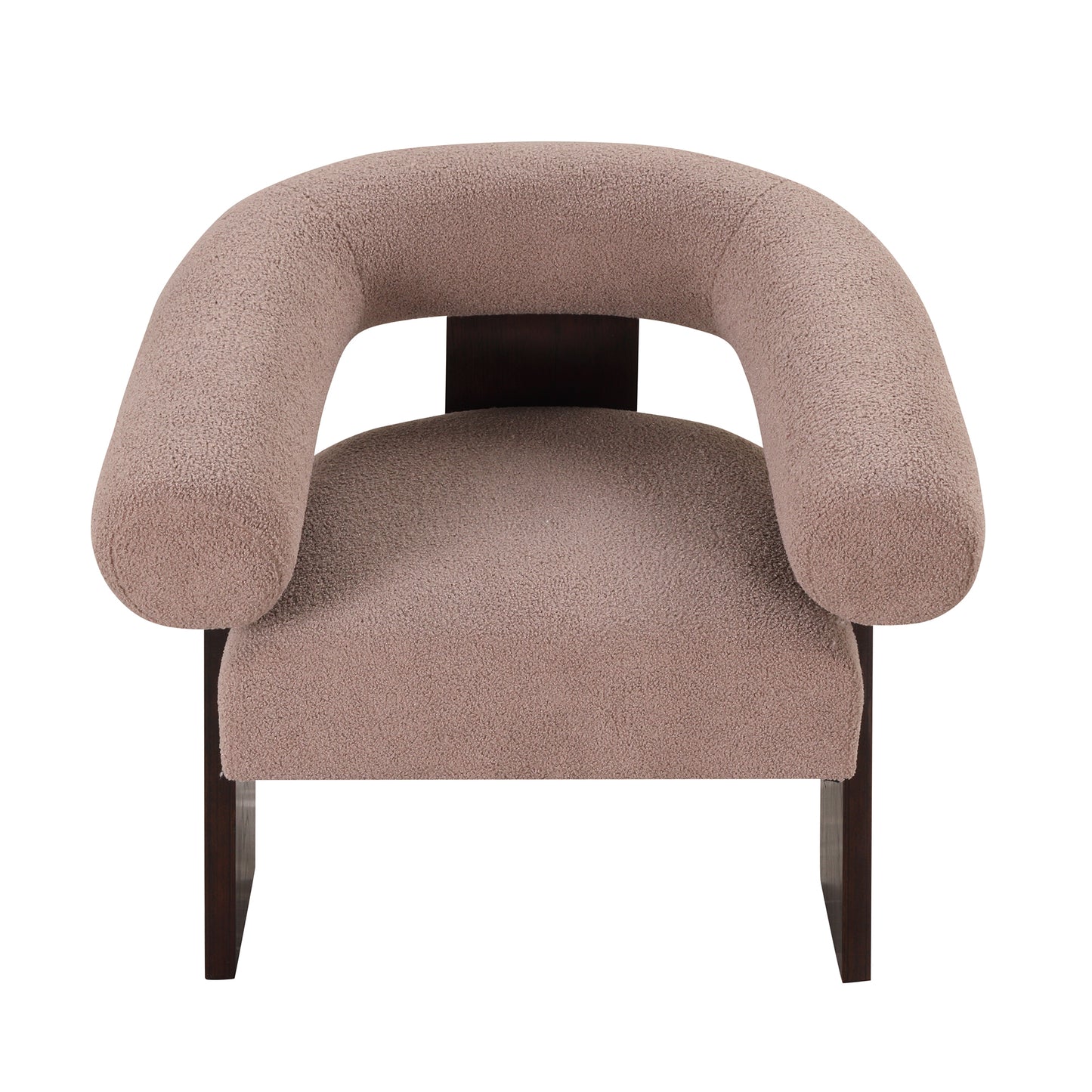 The Curved Wishbone Frame Accent Chair Teddy Velvet, Light Brown