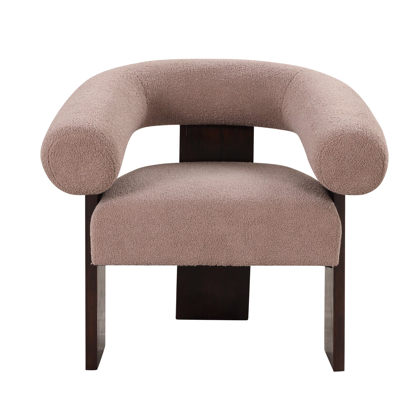 The Curved Wishbone Frame Accent Chair Teddy Velvet, Light Brown