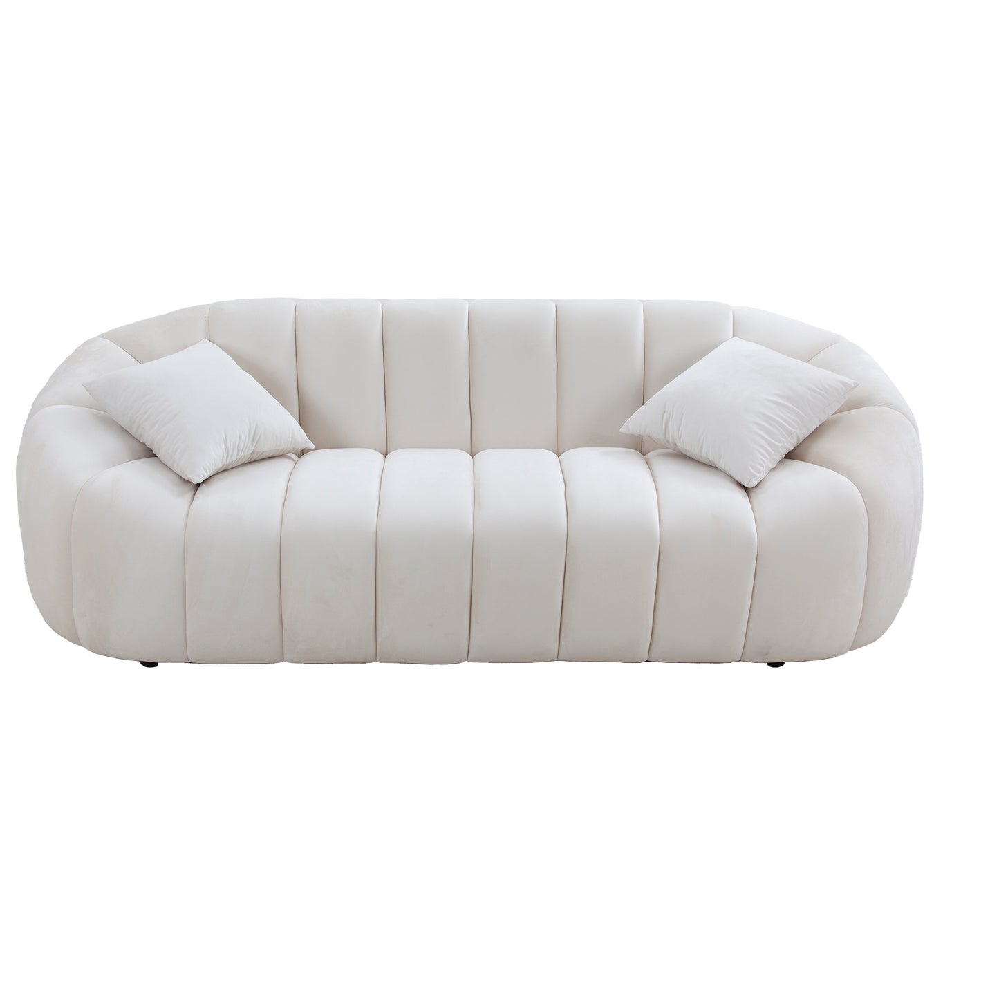 3 Seater Modern Sofa with Deep Channel Tufted Performance Velvet Fabric