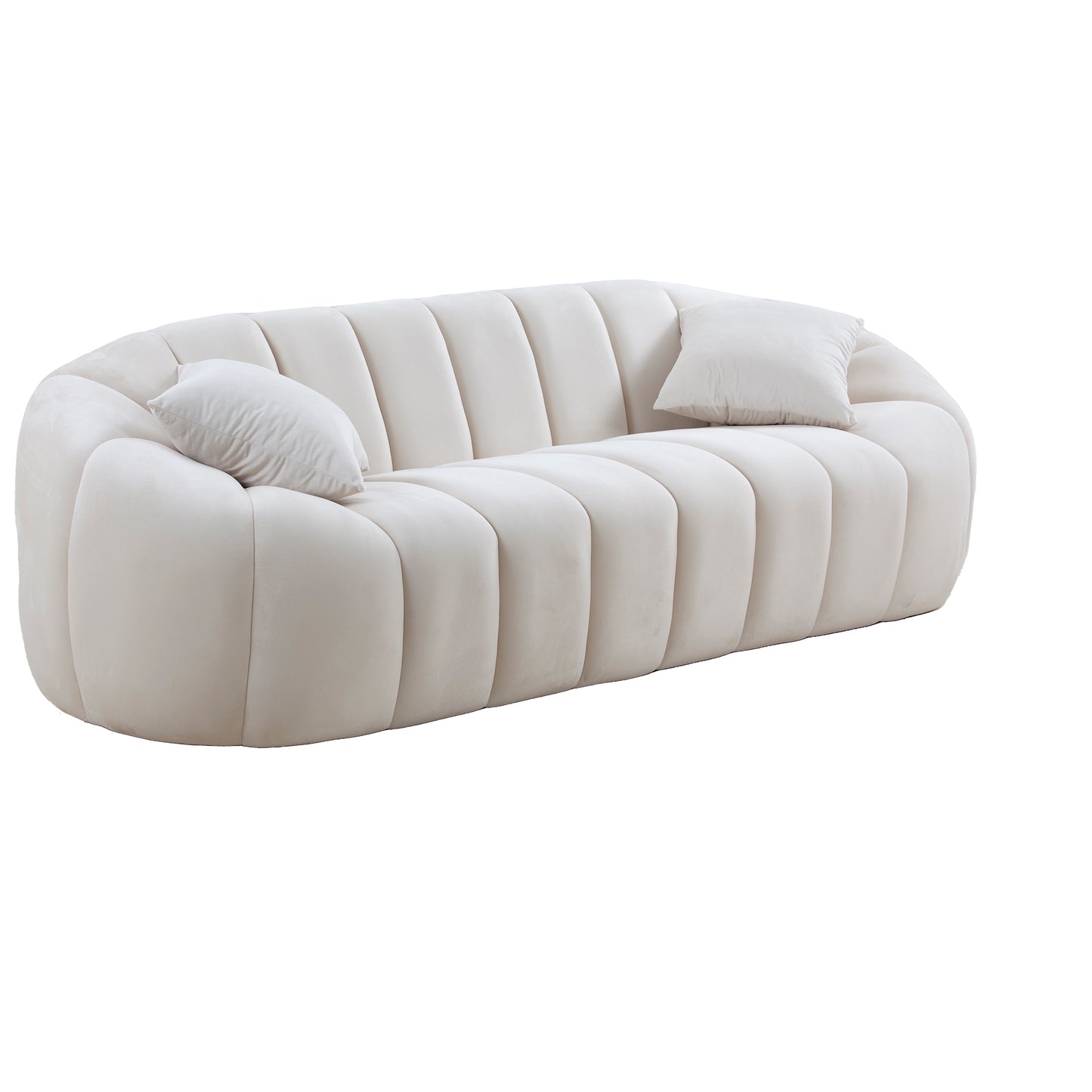 3 Seater Modern Sofa with Deep Channel Tufted Performance Velvet Fabric