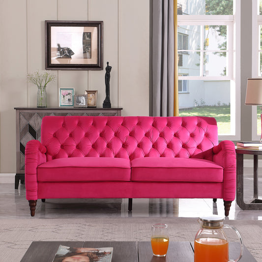 Rose Red  Chesterfield-3 Seater ,Modern Love Seat Sofa