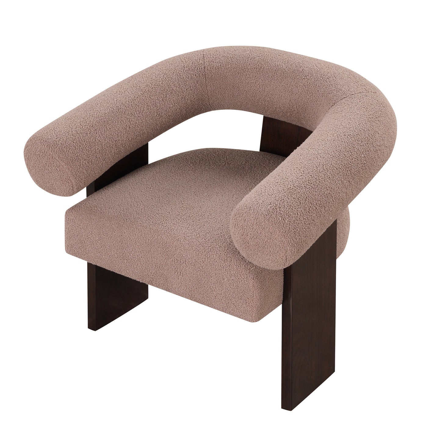 The Curved Wishbone Frame Accent Chair Teddy Velvet, Light Brown