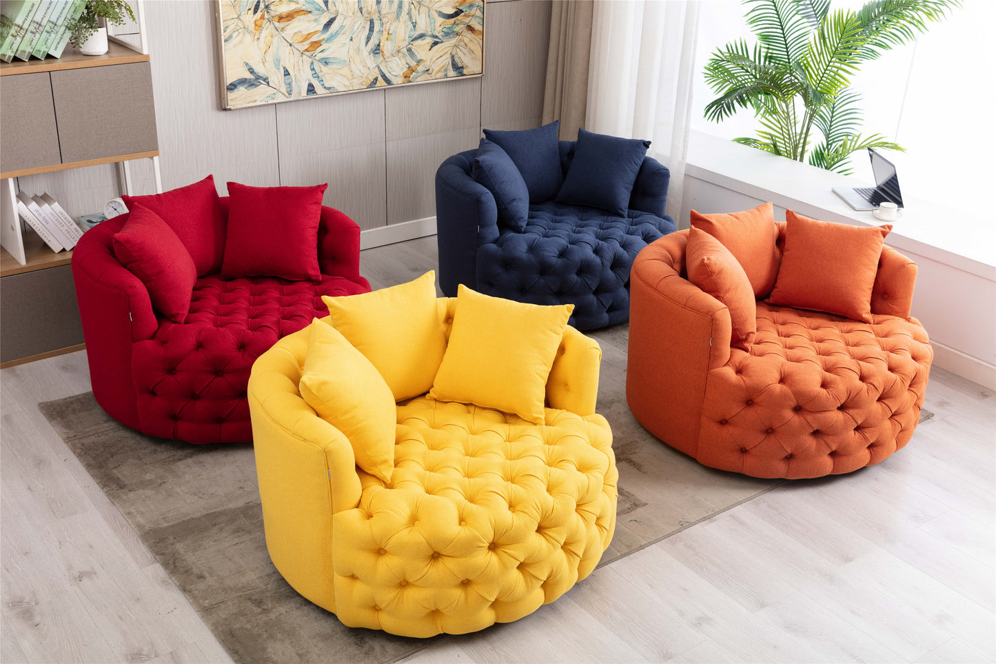 Modern  Akili swivel accent barrel chair 