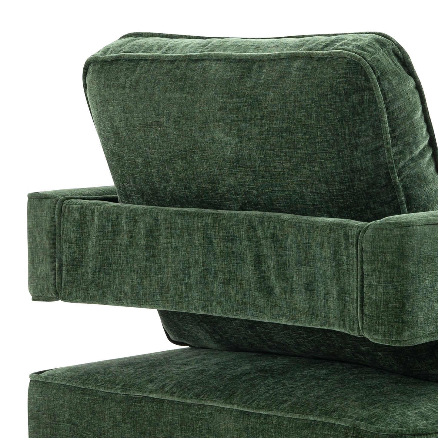 30.7"W Swivel Accent Open Back Chair Modern Comfy Sofa Chair With Gold Stainless Steel Base  (Green Chenille)