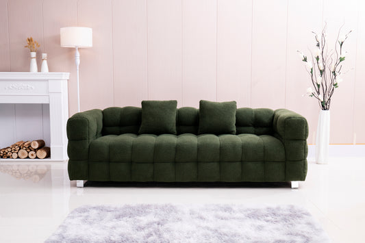 Sofa includes two pillows 80" green fleece