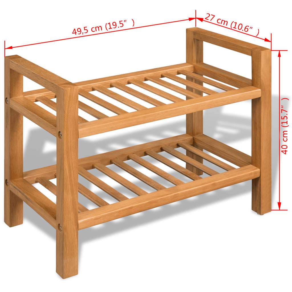 Solid Oak Wood Shoe Rack with 5 Shelves Stand Furniture Multi Sizes