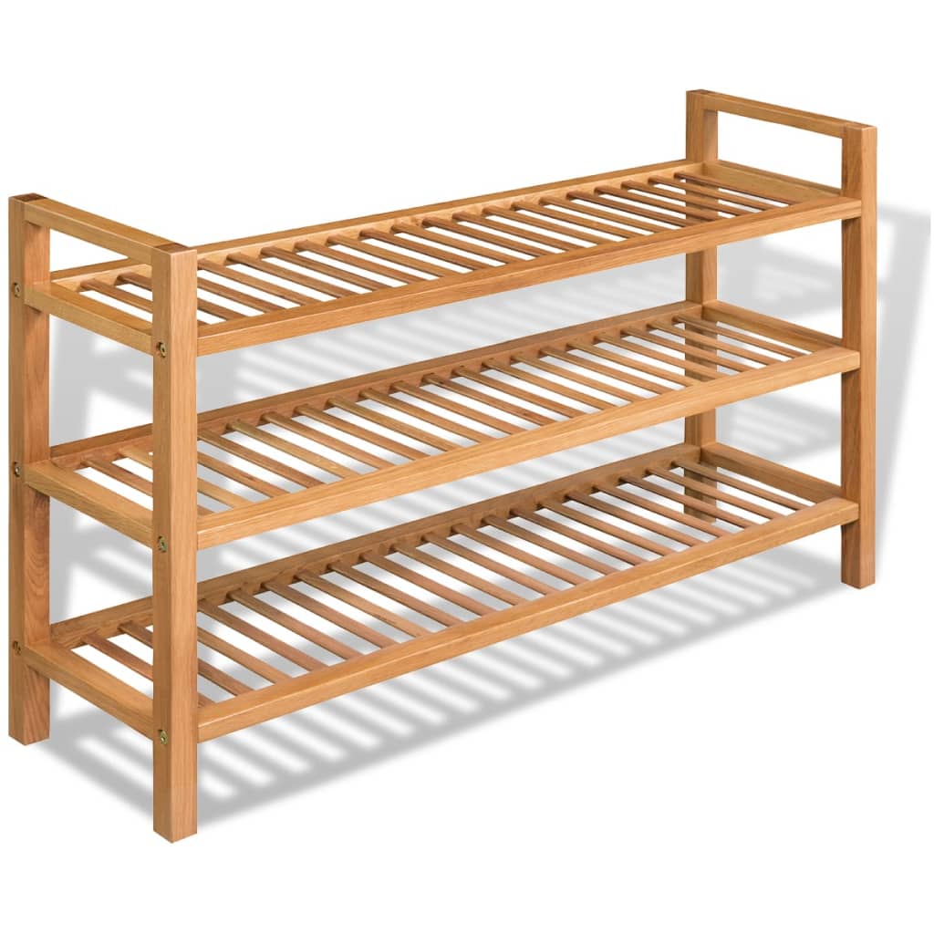 Solid Oak Wood Shoe Rack with 5 Shelves Stand Furniture Multi Sizes