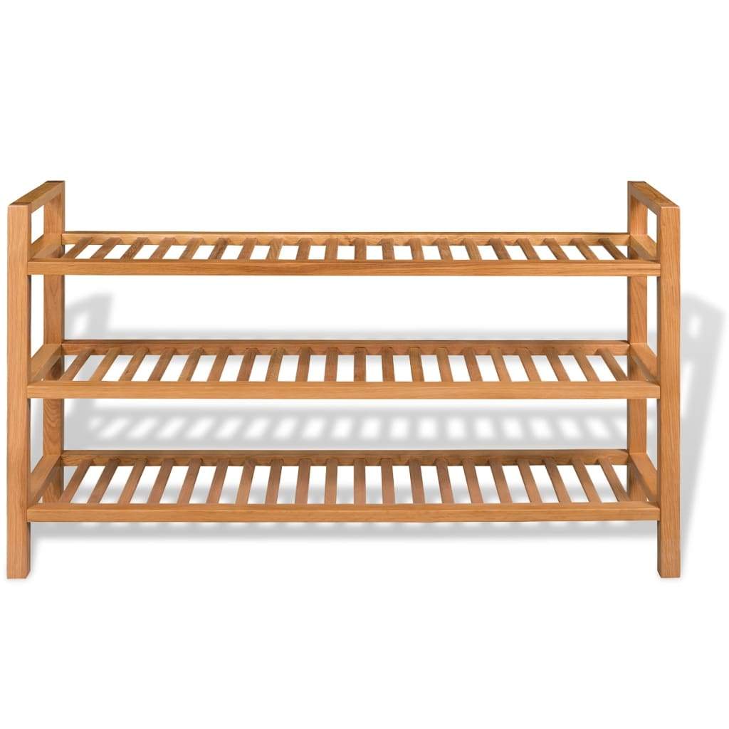 Solid Oak Wood Shoe Rack with 5 Shelves Stand Furniture Multi Sizes