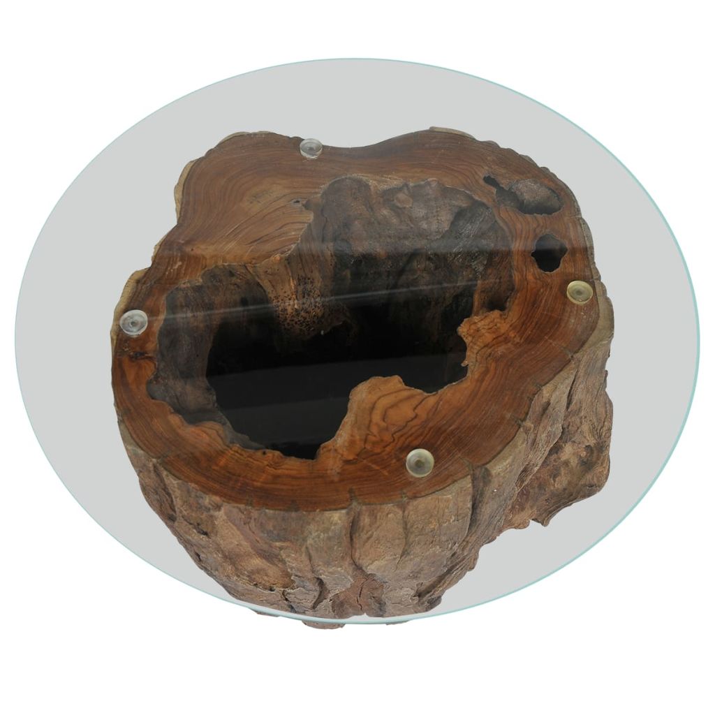 Coffee Table Teak Glass 19.7"x15.7"