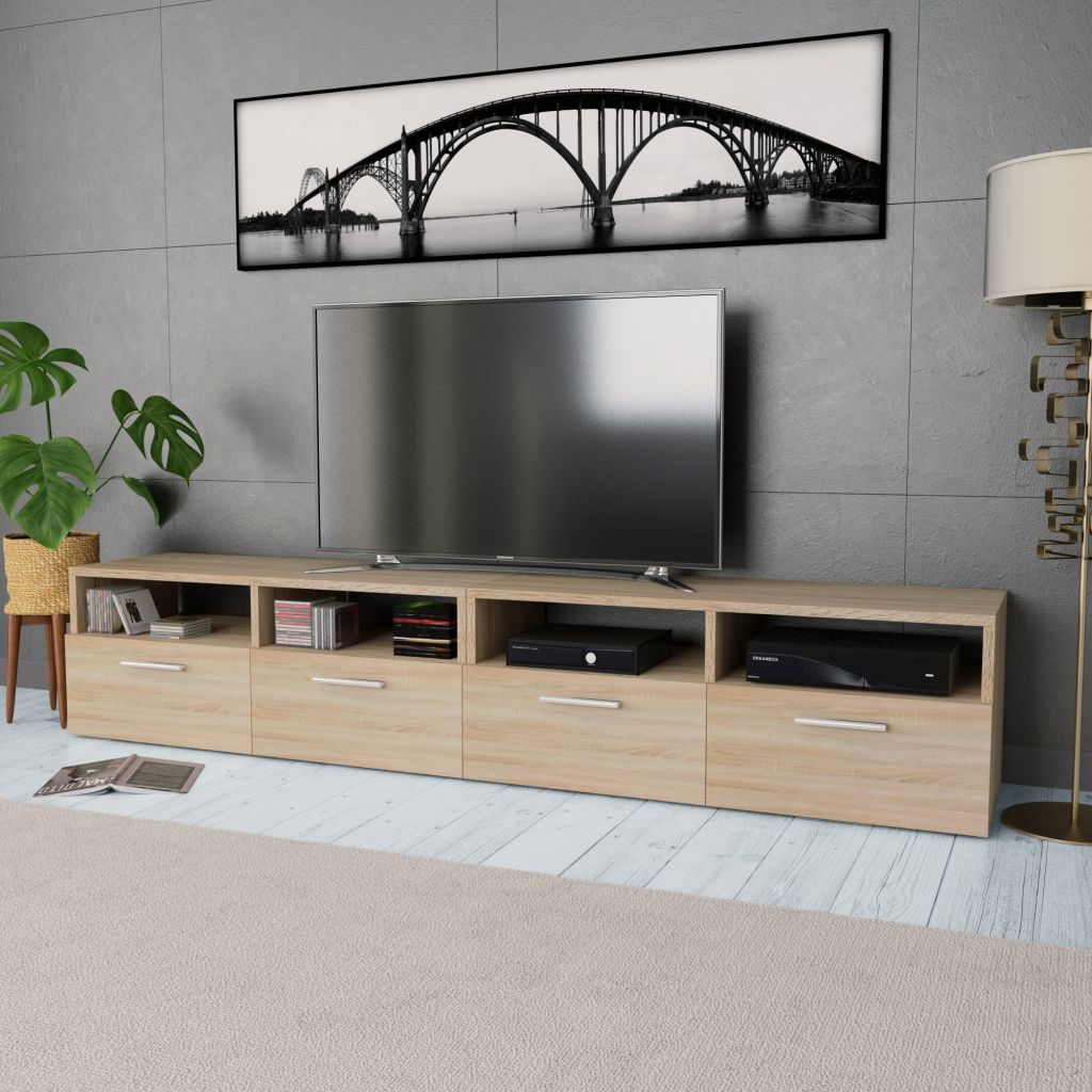 vidaXL 2x TV Cabinets Chipboard Hifi Entertainment Media Center Multi Colors-2