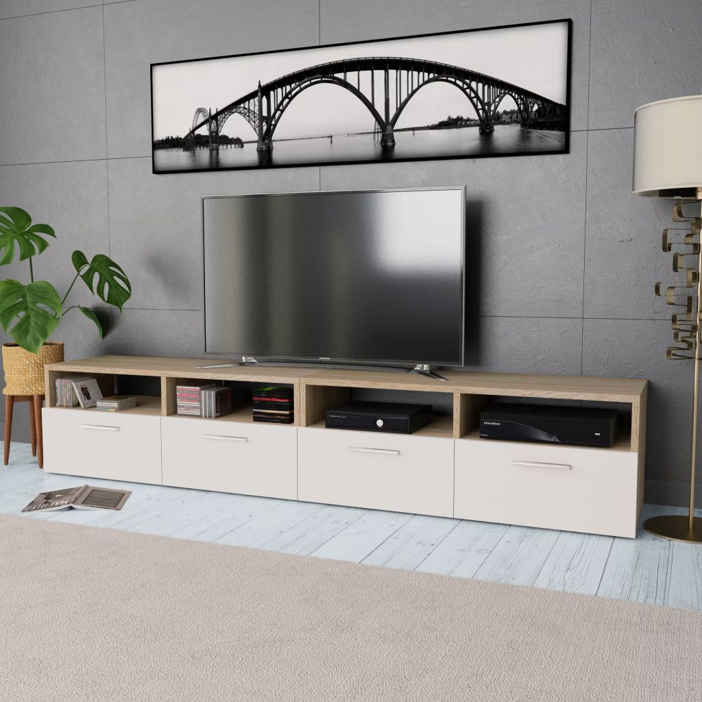 vidaXL 2x TV Cabinets Chipboard Hifi Entertainment Media Center Multi Colors-4