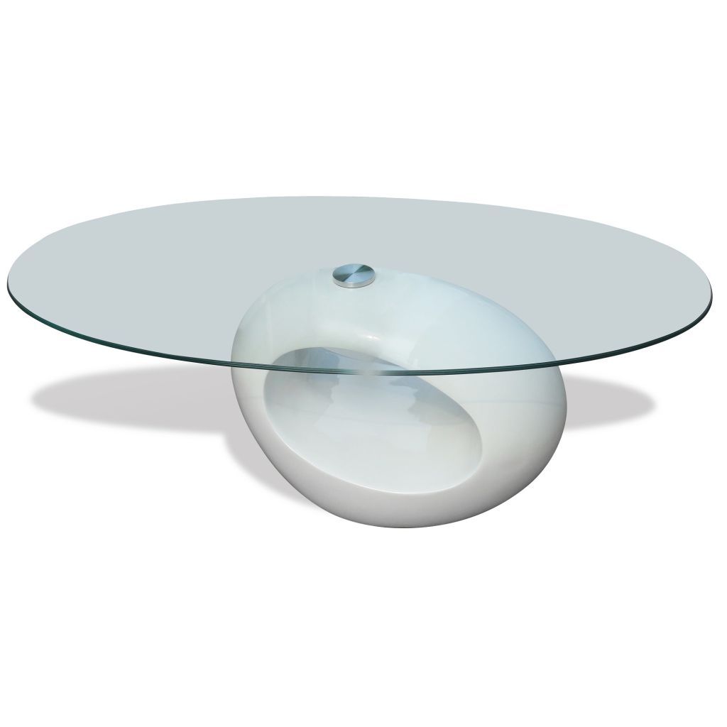 Coffee Table with Oval Glass Top Accent End Side Table Multi Colors