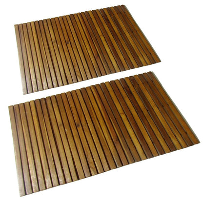 1/2/3x Acacia Hardwood Bath Mat w/ Backing 31.5"x19.7" Shower Pedestal