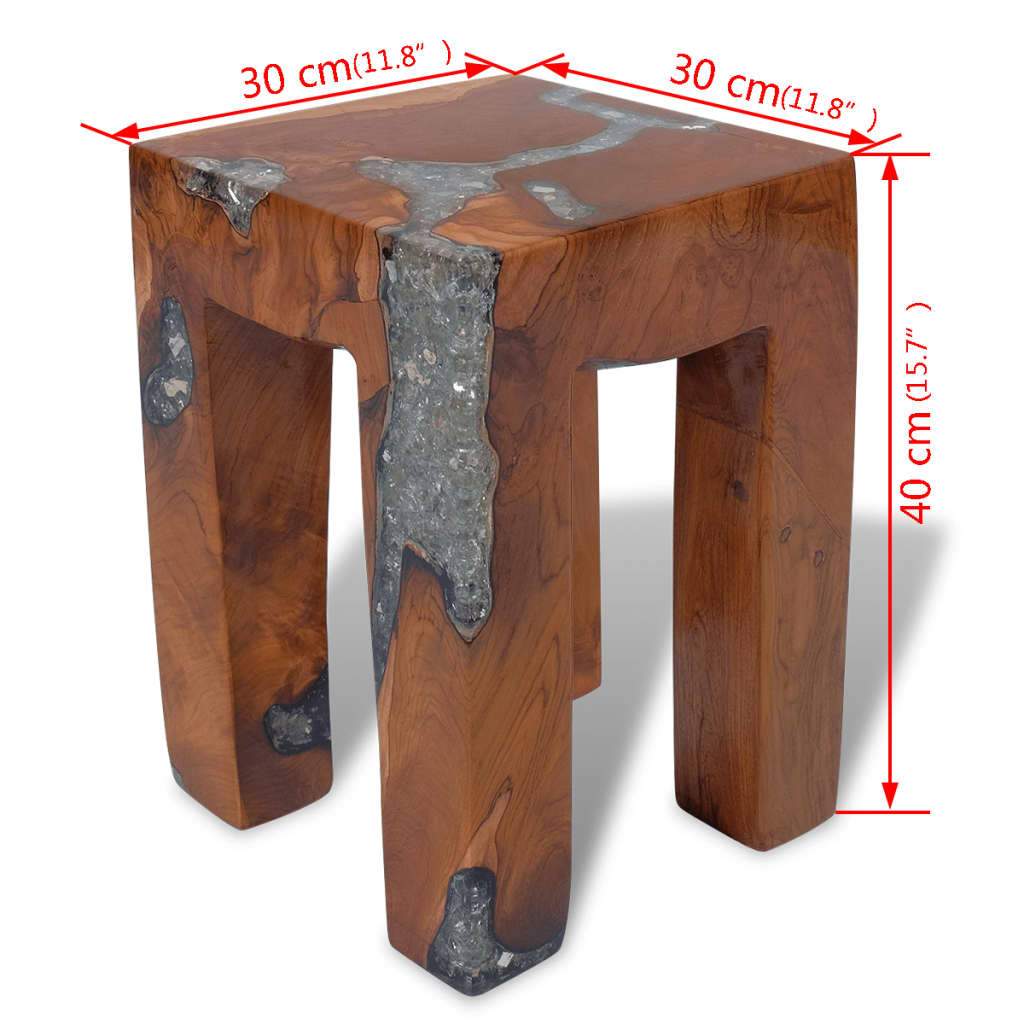 vidaXL Stool Solid Teak Wood and Resin-10
