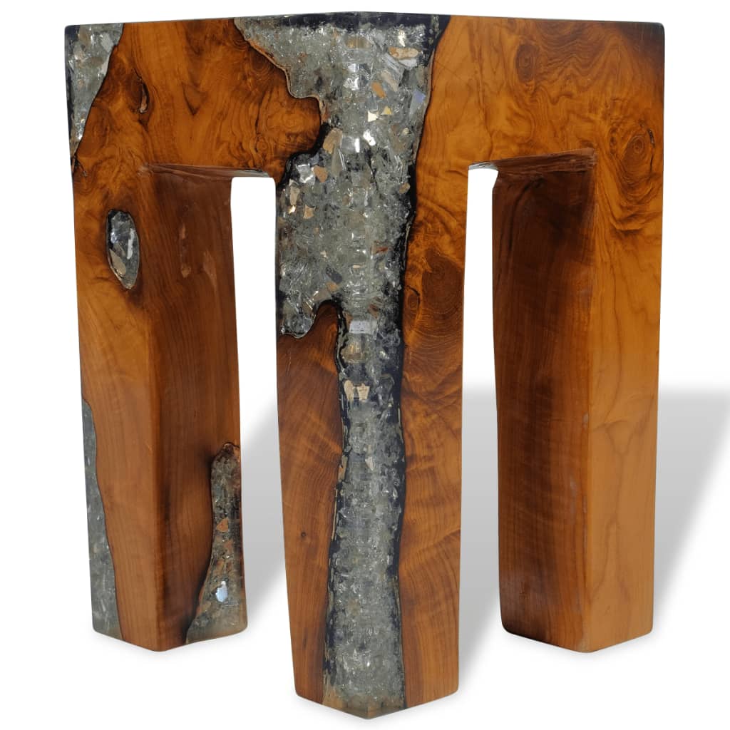 vidaXL Stool Solid Teak Wood and Resin-8
