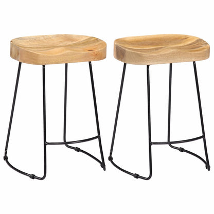 2x Solid Mango Wood Gavin Bar Stools Bistro Chairs Set Multi Sizes