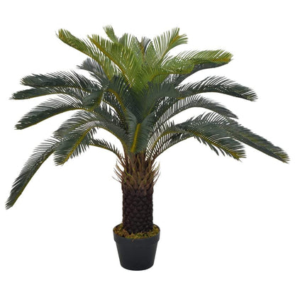 vidaXL Artificial Plant Cycas Palm with Pot Green Faux Leaf Decor 35.4"/49.2"-0