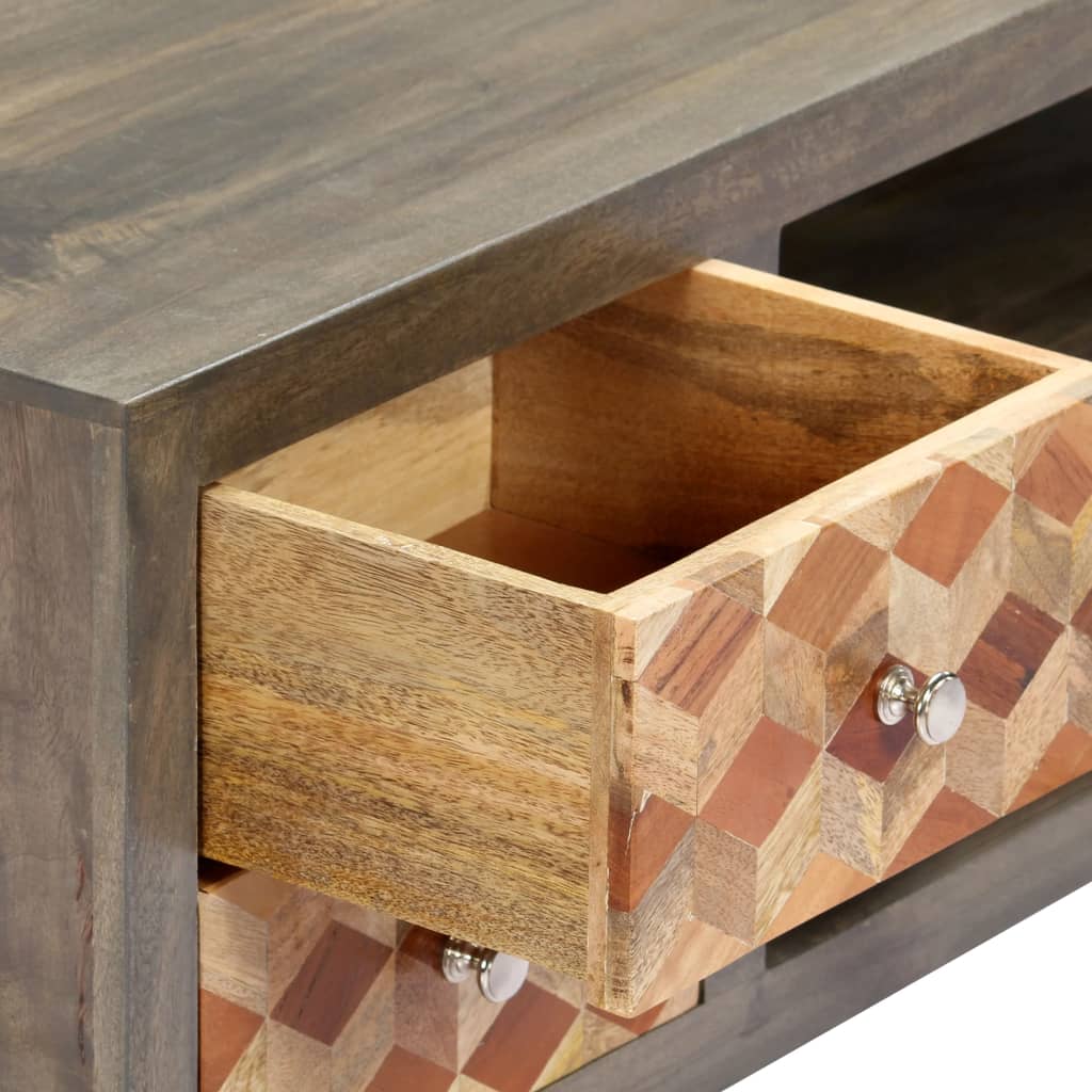 vidaXL TV Cabinet Gray 47.2"x11.8"x15.8" Solid Mango Wood-6