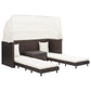 vidaXL Extendable 3-Seater Sofa Bed with Roof Poly Rattan Garden Multi Colors-4