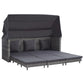 vidaXL Extendable 3-Seater Sofa Bed with Roof Poly Rattan Garden Multi Colors-6