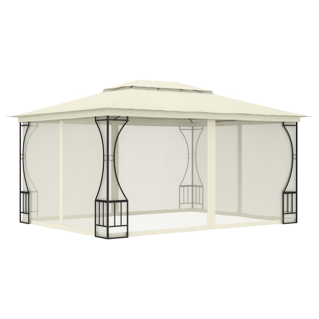 vidaXL Gazebo with with Nets Outdoor Furniture 118.1"/157.5" Anthracite/Cream-3