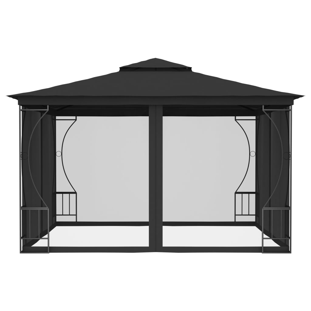 vidaXL Gazebo with with Nets Outdoor Furniture 118.1"/157.5" Anthracite/Cream-8