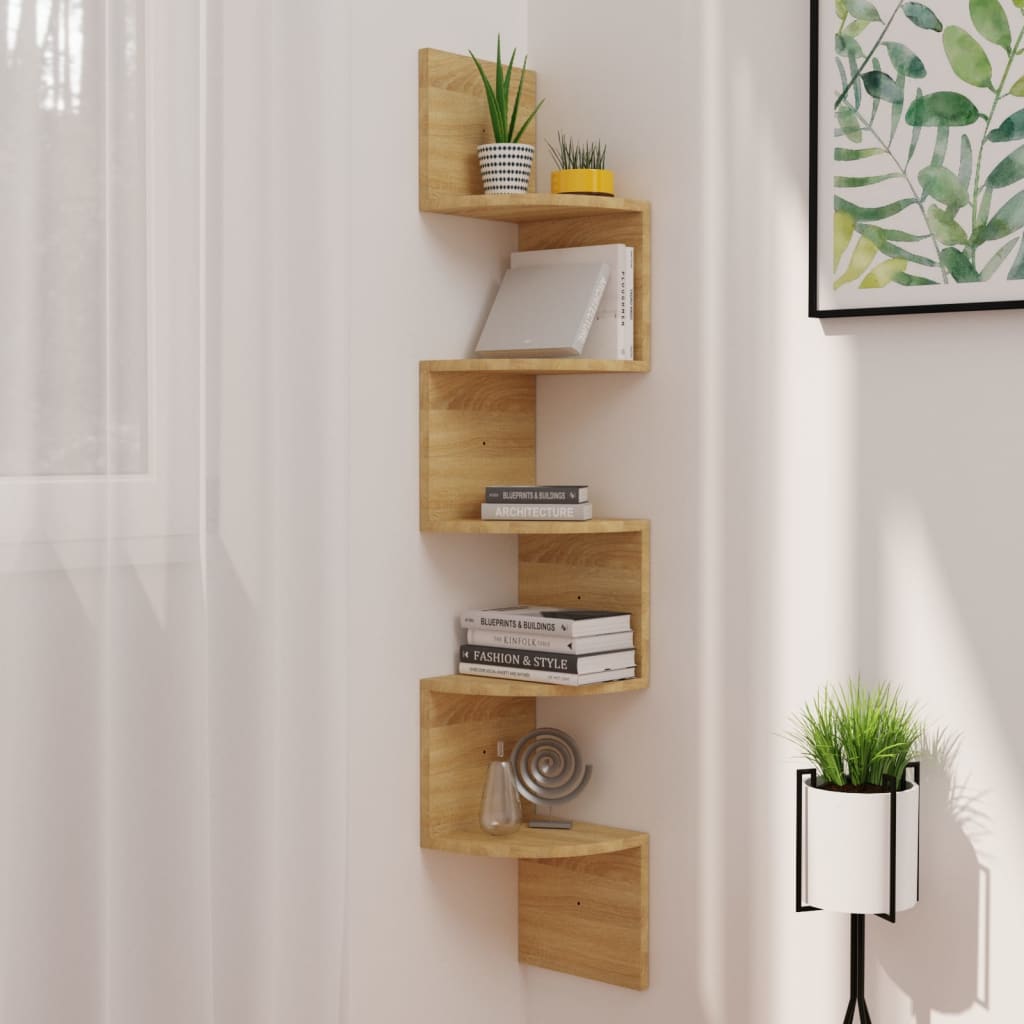 vidaXL Wall Corner Shelf Chipboard Home Rack Shelf Furniture Multi Colors-9