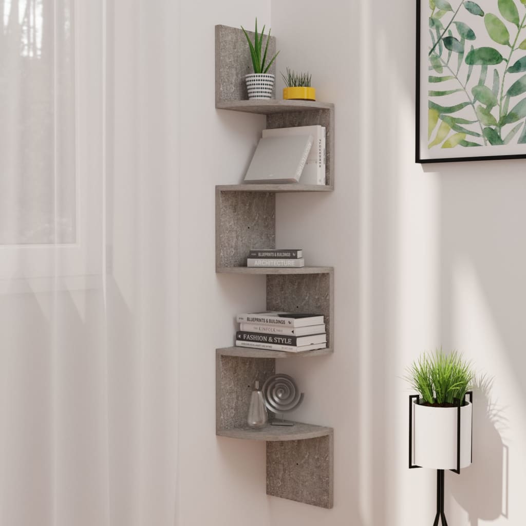 vidaXL Wall Corner Shelf Chipboard Home Rack Shelf Furniture Multi Colors-12