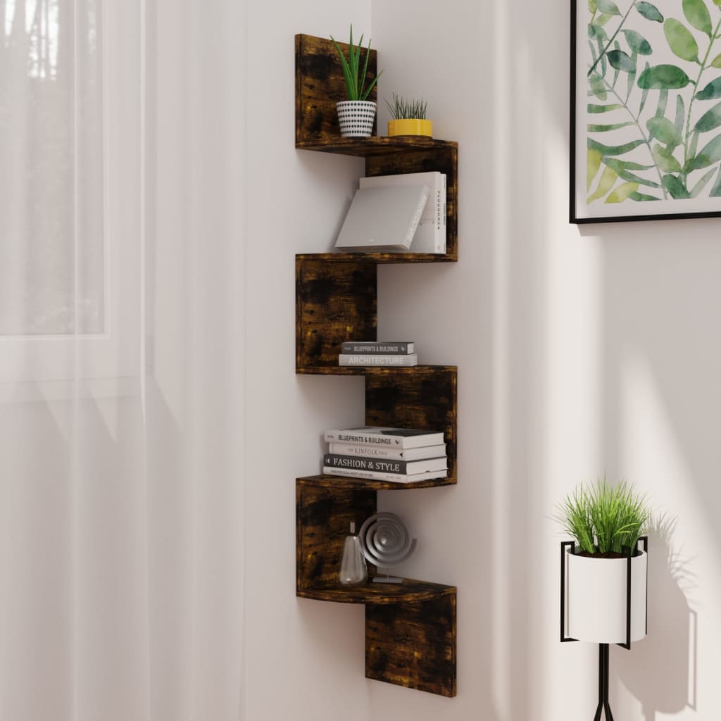 vidaXL Wall Corner Shelf Chipboard Home Rack Shelf Furniture Multi Colors-24