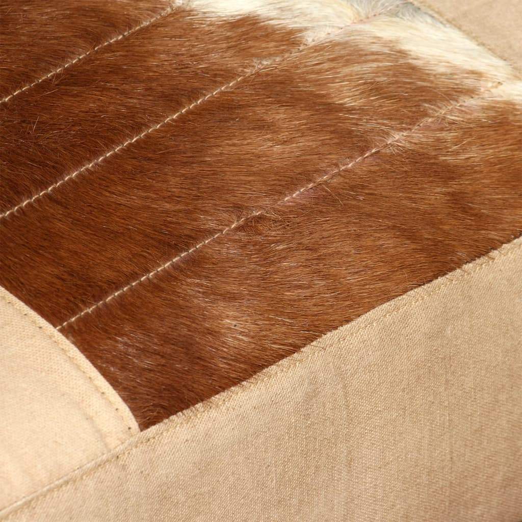 vidaXL Lounge Chair Genuine Goatskin and Canvas Elbow Sofa Easy Multi Colors-5