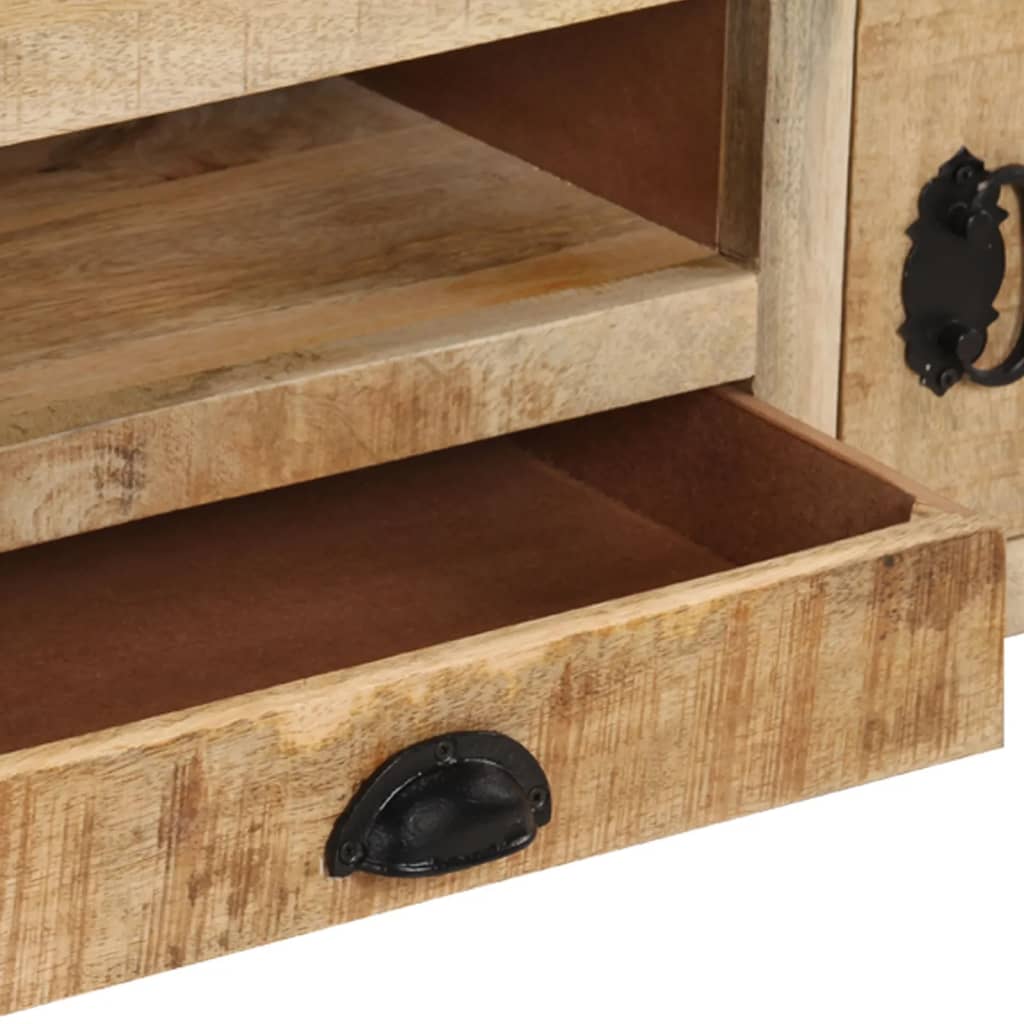 vidaXL TV Cabinet with Wheels 43.3"x11.8"x14.6" Rough Mango Wood-5