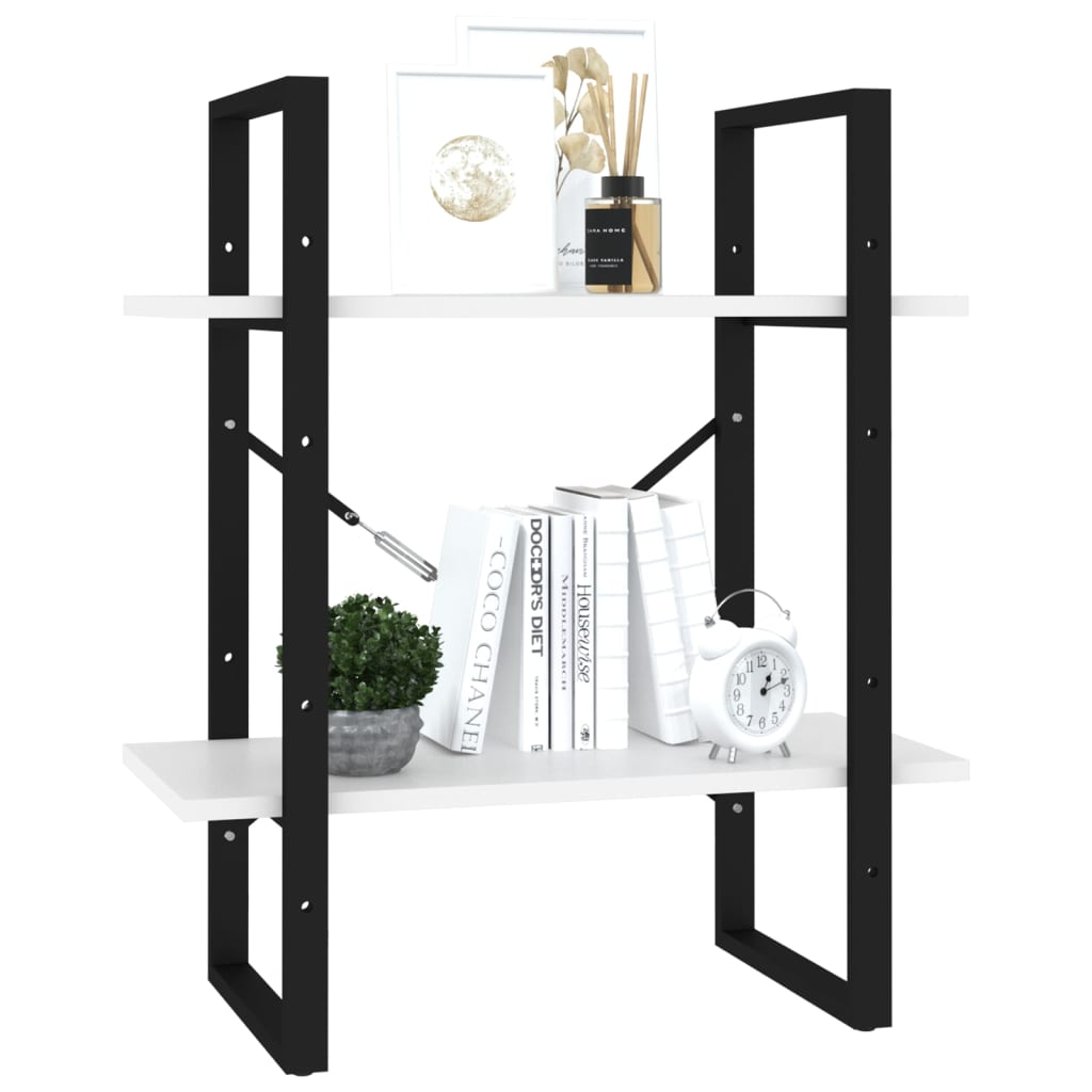 vidaXL 2-Tier Book Cabinet White 23.6"x11.8"x27.6" Chipboard-3