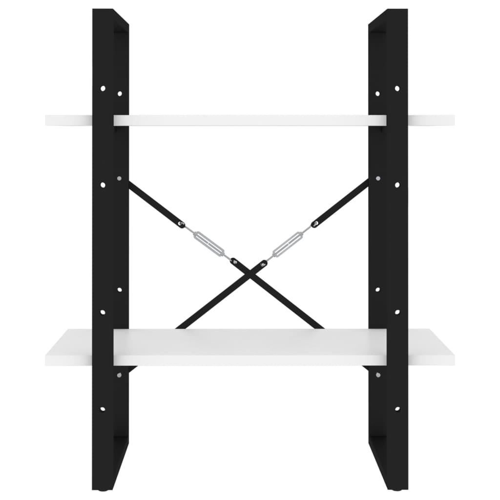 vidaXL 2-Tier Book Cabinet White 23.6"x11.8"x27.6" Chipboard-4