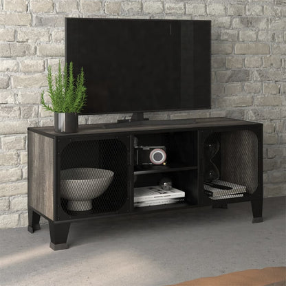 vidaXL TV Cabinet Rustic Brown 41.3"x14.2"x18.5" Metal and MDF-3