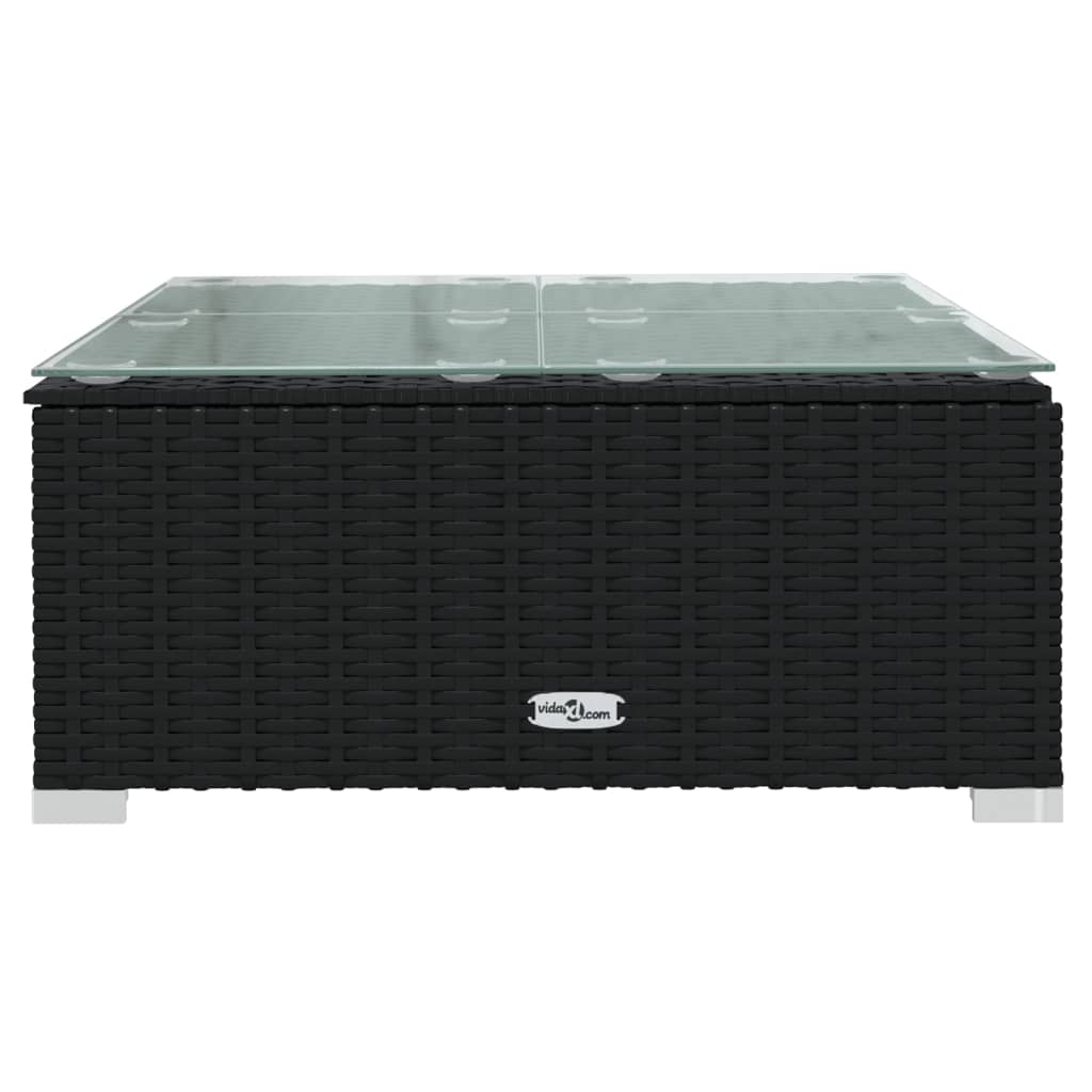 vidaXL 3 Piece Patio Lounge Set with Cushions Black Poly Rattan-5