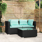 vidaXL 3 Piece Patio Lounge Set with Cushions Black Poly Rattan-1