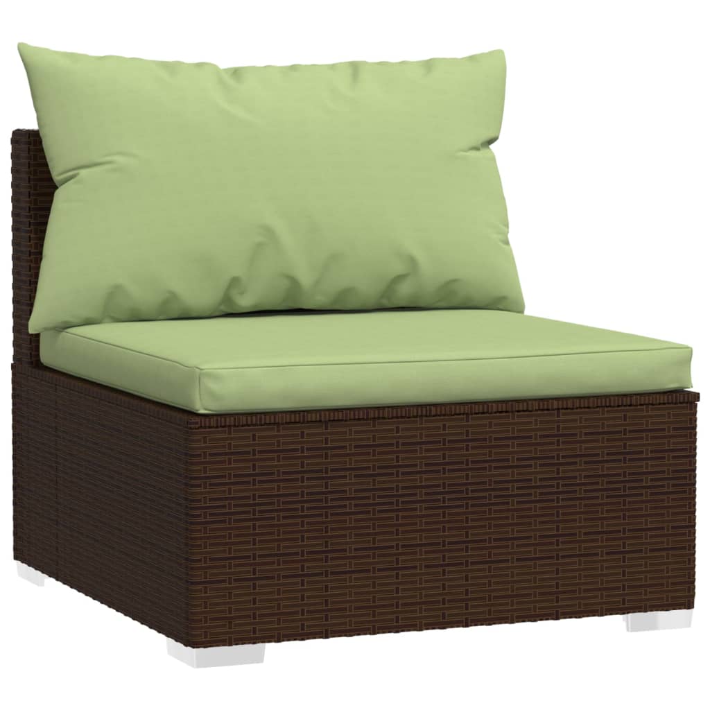 vidaXL 4 Piece Patio Lounge Set with Cushions Brown Poly Rattan-2
