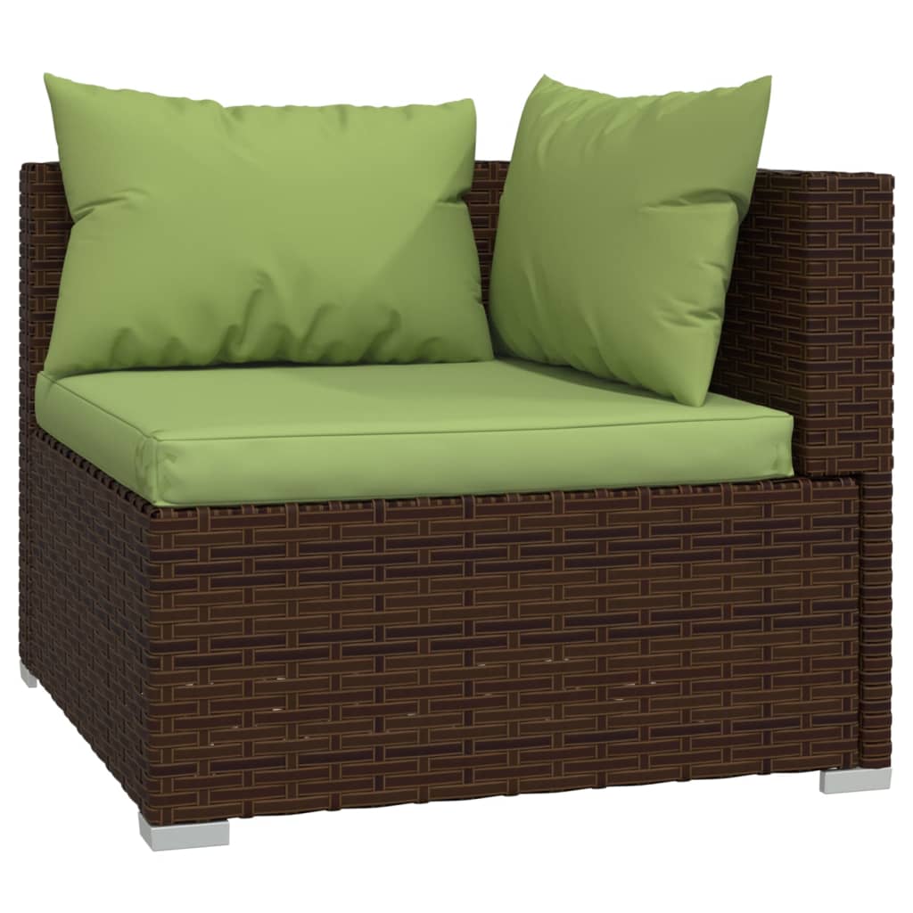 vidaXL 4 Piece Patio Lounge Set with Cushions Brown Poly Rattan-4