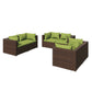 vidaXL 6 Piece Patio Lounge Set with Cushions Poly Rattan Brown-0