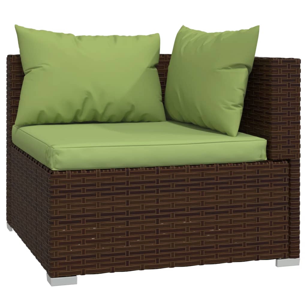 vidaXL 6 Piece Patio Lounge Set with Cushions Poly Rattan Brown-2