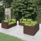 vidaXL 6 Piece Patio Lounge Set with Cushions Poly Rattan Brown-1
