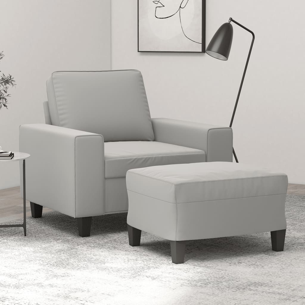 vidaXL Sofa Chair with Footstool Relax Couch Dark Gray/Light Gray Multi Sizes-6