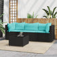 vidaXL 4 Piece Patio Lounge Set with Cushions Black Poly Rattan-0