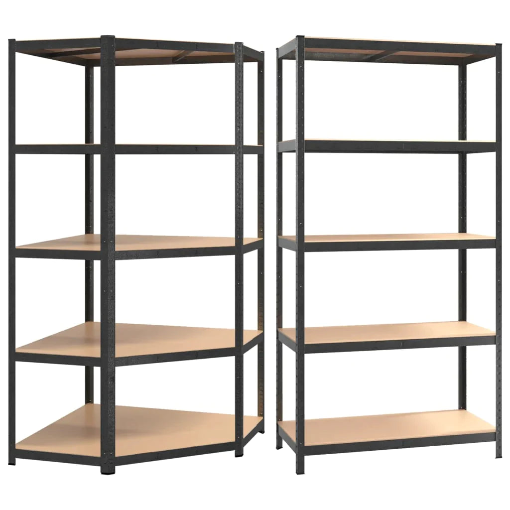 vidaXL 2/3x 5-Layer Heavy-duty Shelves Steel&Engineered Wood Rack Gray/Silver-0