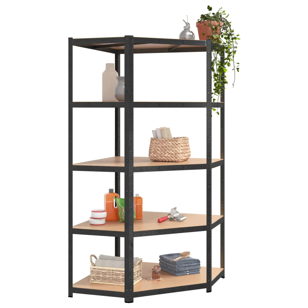 vidaXL 2/3x 5-Layer Heavy-duty Shelves Steel&Engineered Wood Rack Gray/Silver-13