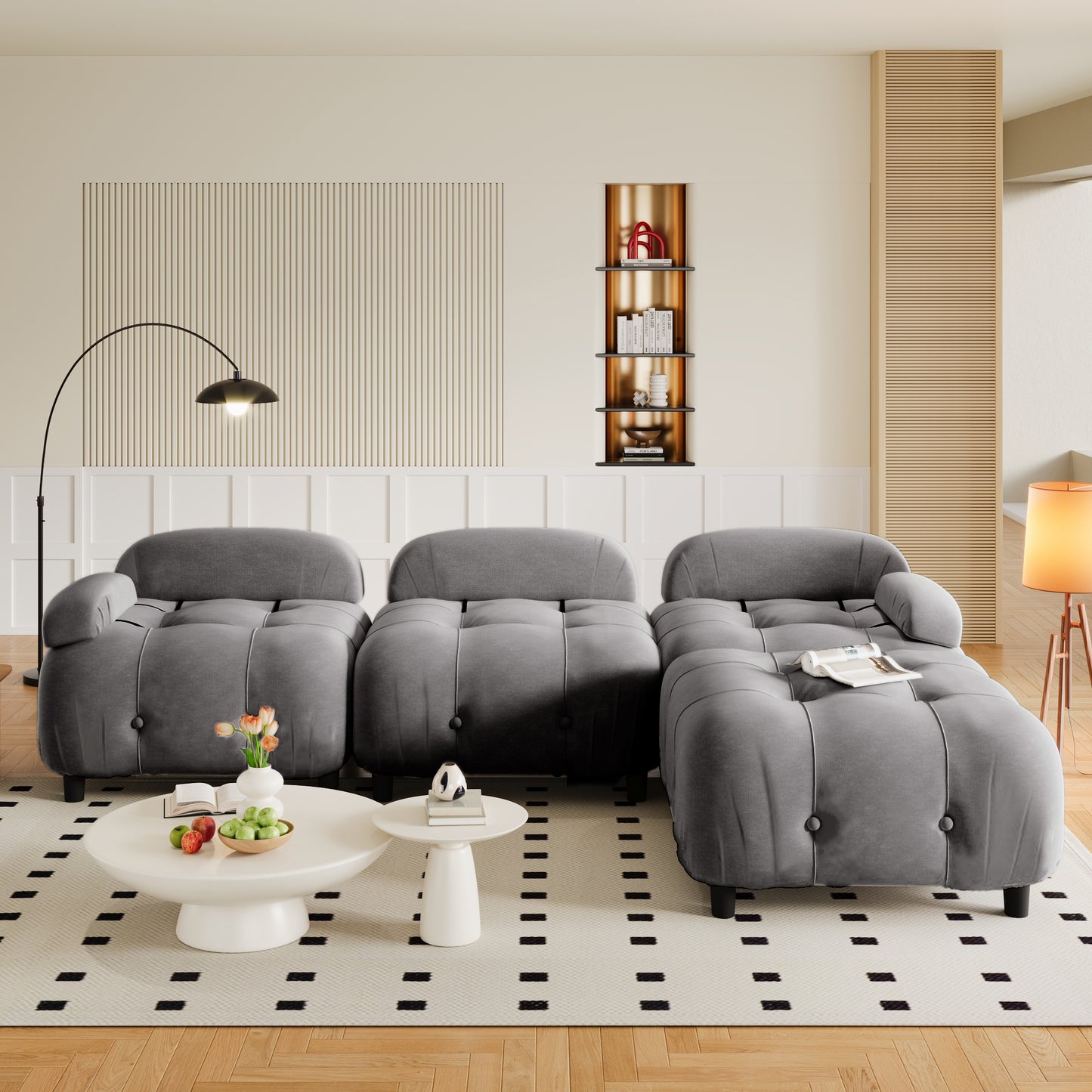 Upholstery Modular Convertible Sectional Sofa, L Shaped Couch with Reversible Chaise