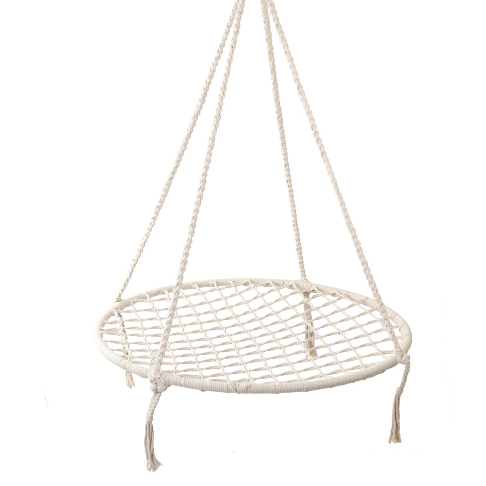 Gardeon Kids Swing Hammock Chair 100cm - Cream-2