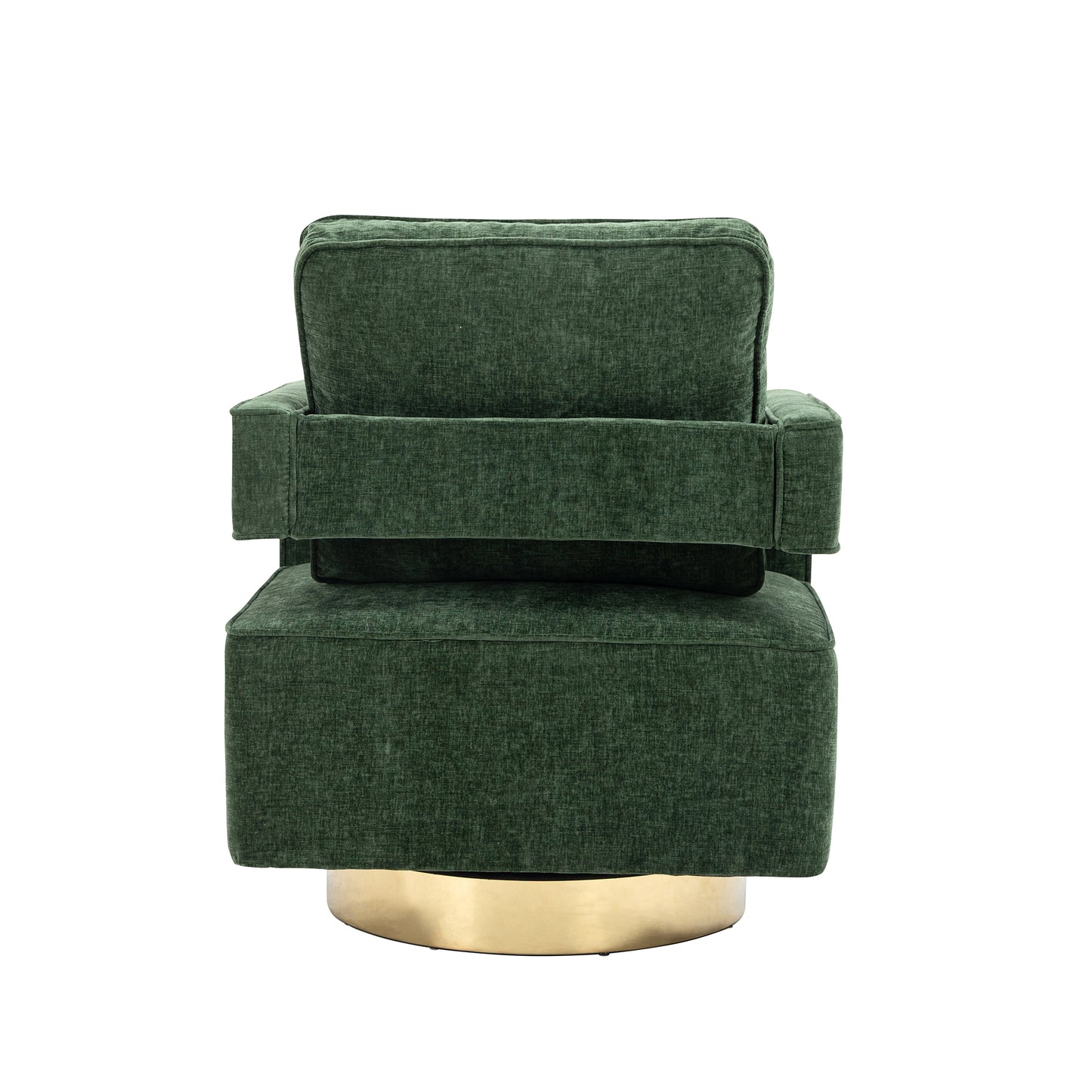 30.7"W Swivel Accent Open Back Chair Modern Comfy Sofa Chair With Gold Stainless Steel Base  (Green Chenille)