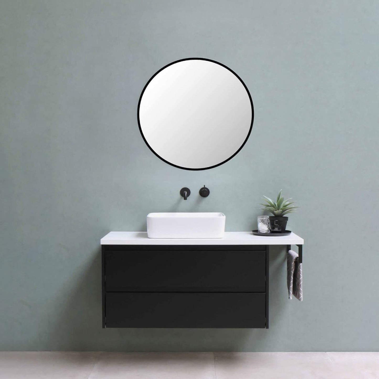 Round Mirror, Circle Mirror 16 Inch, Black Round Wall Mirror